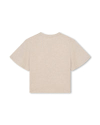 T-shirt brodé à fleur en coton - Beige Foncé