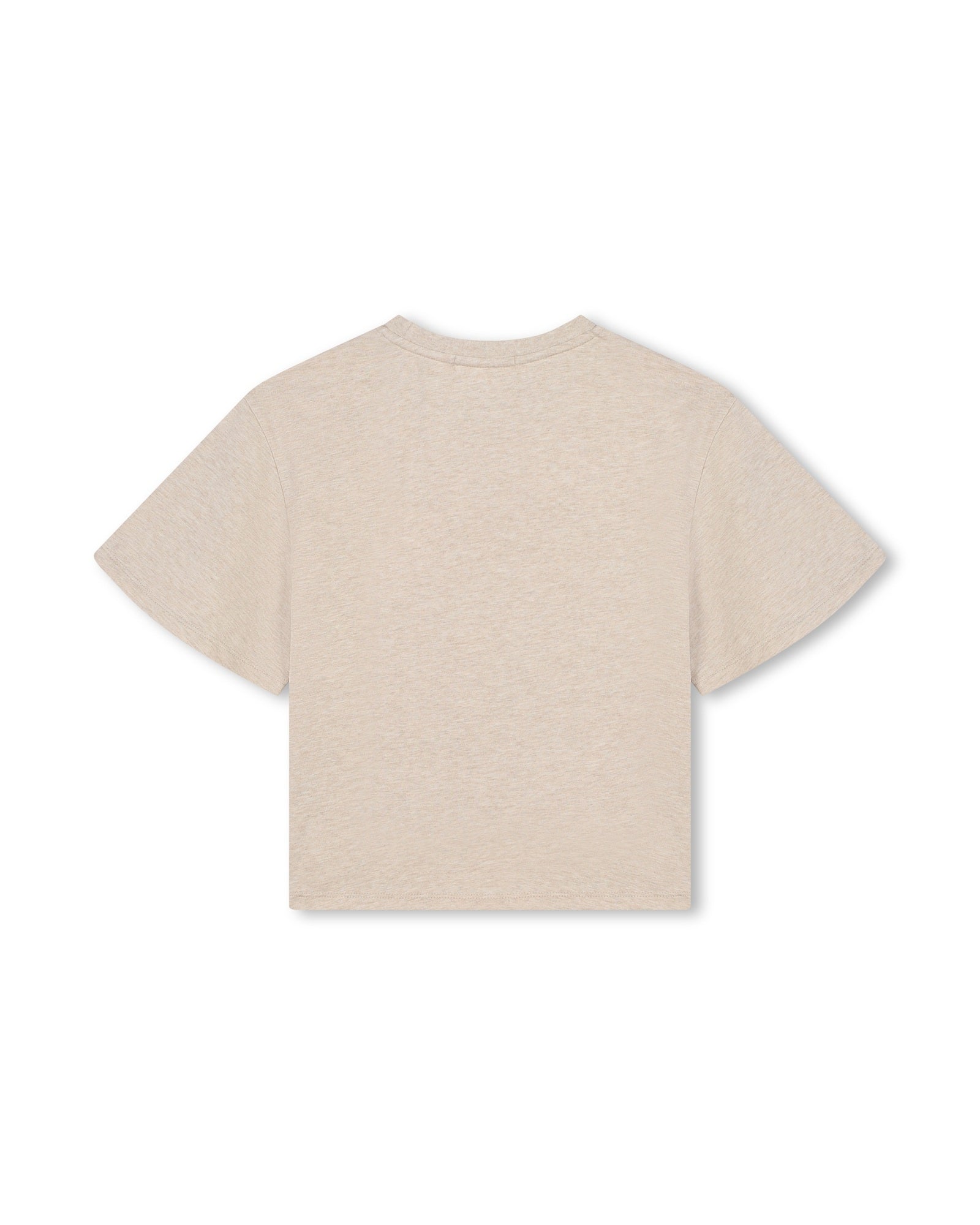 T-shirt brodé à fleur en coton - Beige Foncé