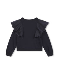 Sweat à volants en molleton - Bleu Amiral