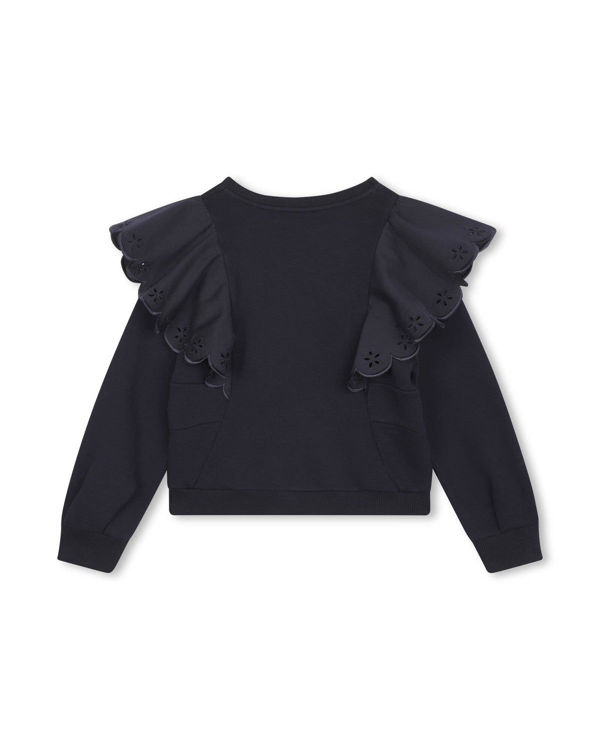 Sweat à volants en molleton - Bleu Amiral