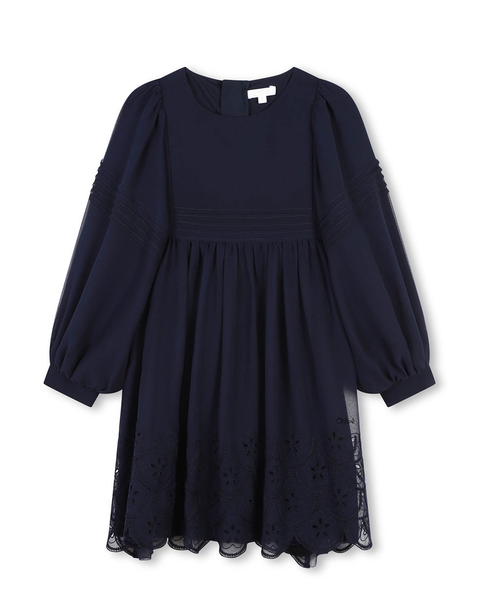 Silk embroidery dress - Bleu Amiral