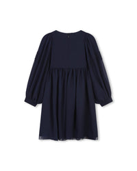 Robe à broderies en soie - Bleu Amiral