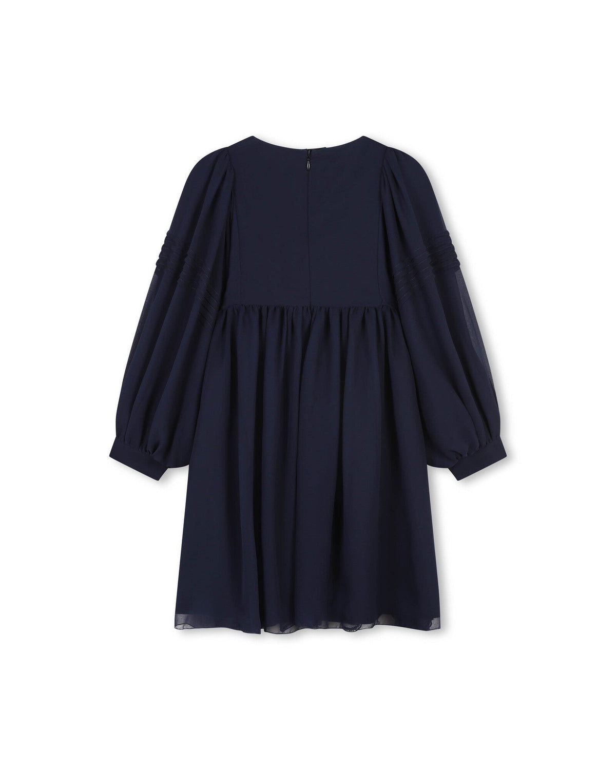 Robe à broderies en soie - Bleu Amiral