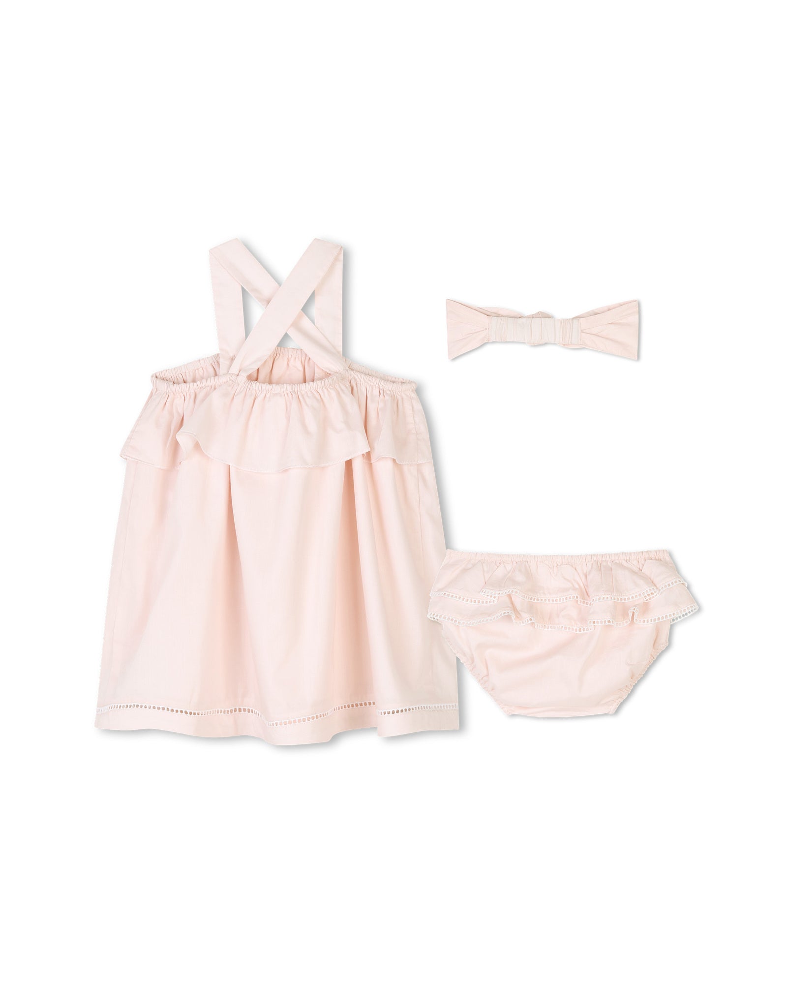 Ensemble 3 pièces en coton - Rose Poudrie
