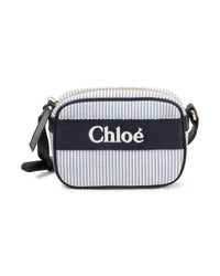 Sac avec bandoulière en tissu rayé - Bleu Amiral
