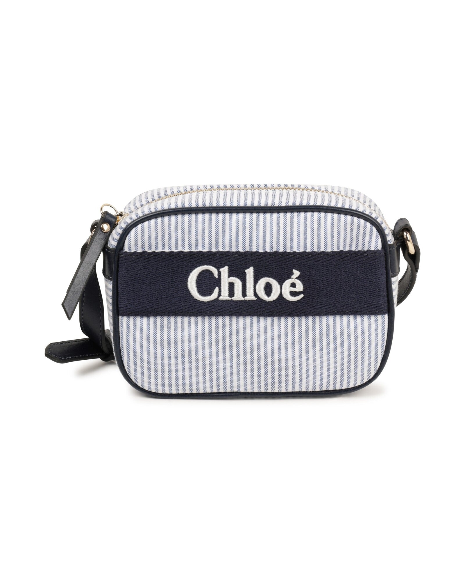 Sac avec bandoulière en tissu rayé - Bleu Amiral