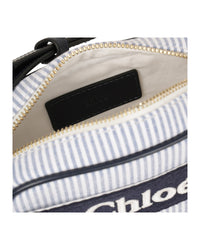 Sac avec bandoulière en tissu rayé - Bleu Amiral