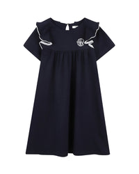 Robe manches courtes en coton - Bleu Amiral