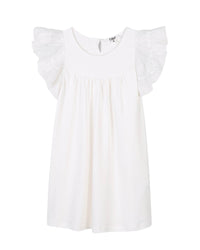Short-sleeved cotton dress - Off White