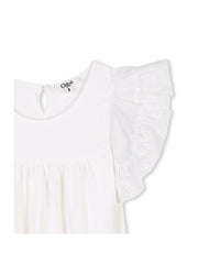 Short-sleeved cotton dress - Off White