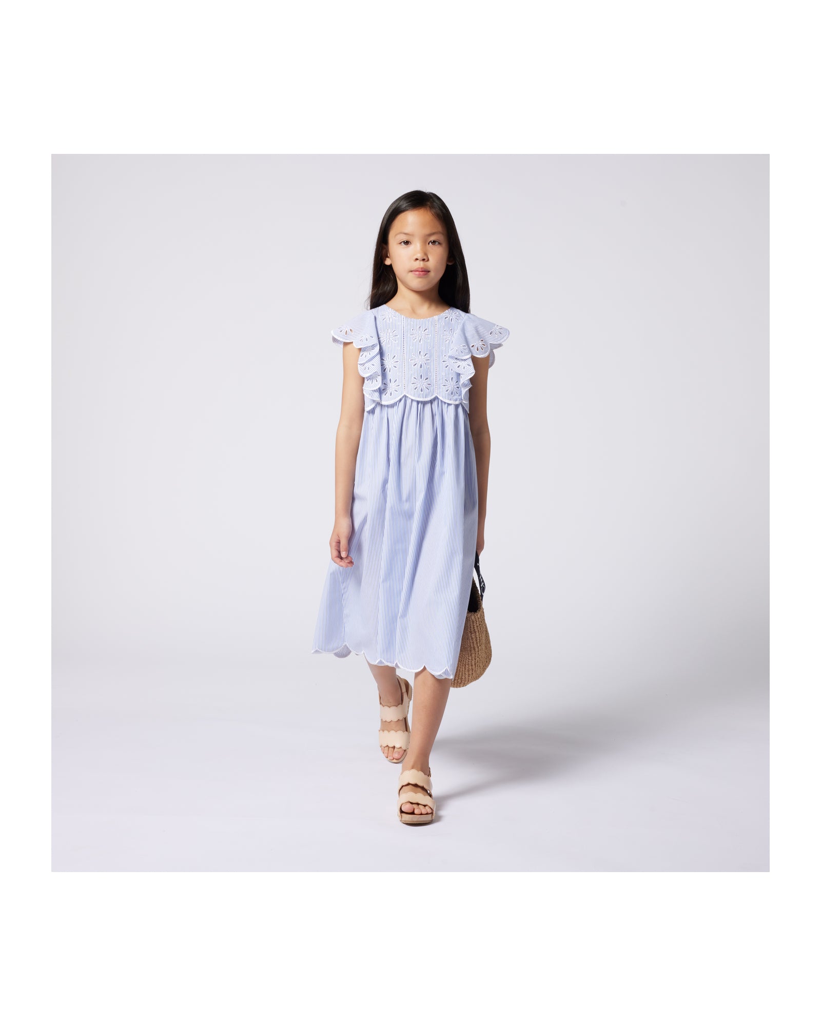 Robe à manches courtes - Blanc Bleu