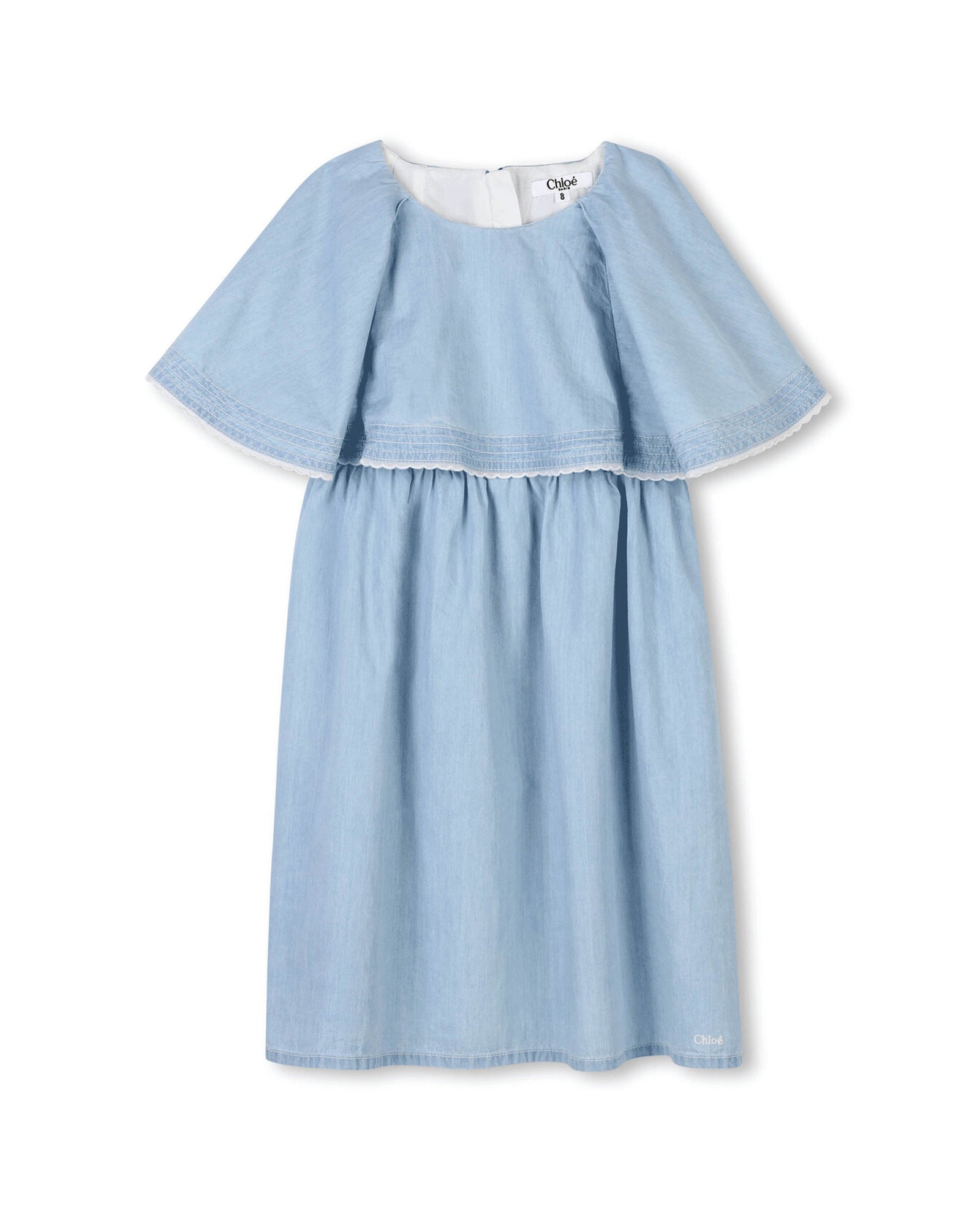 Robe à manches courtes volantées en denim - Bleach