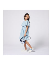 Robe à manches courtes volantées en denim - Bleach
