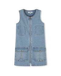 Sleeveless denim dress - Bleach