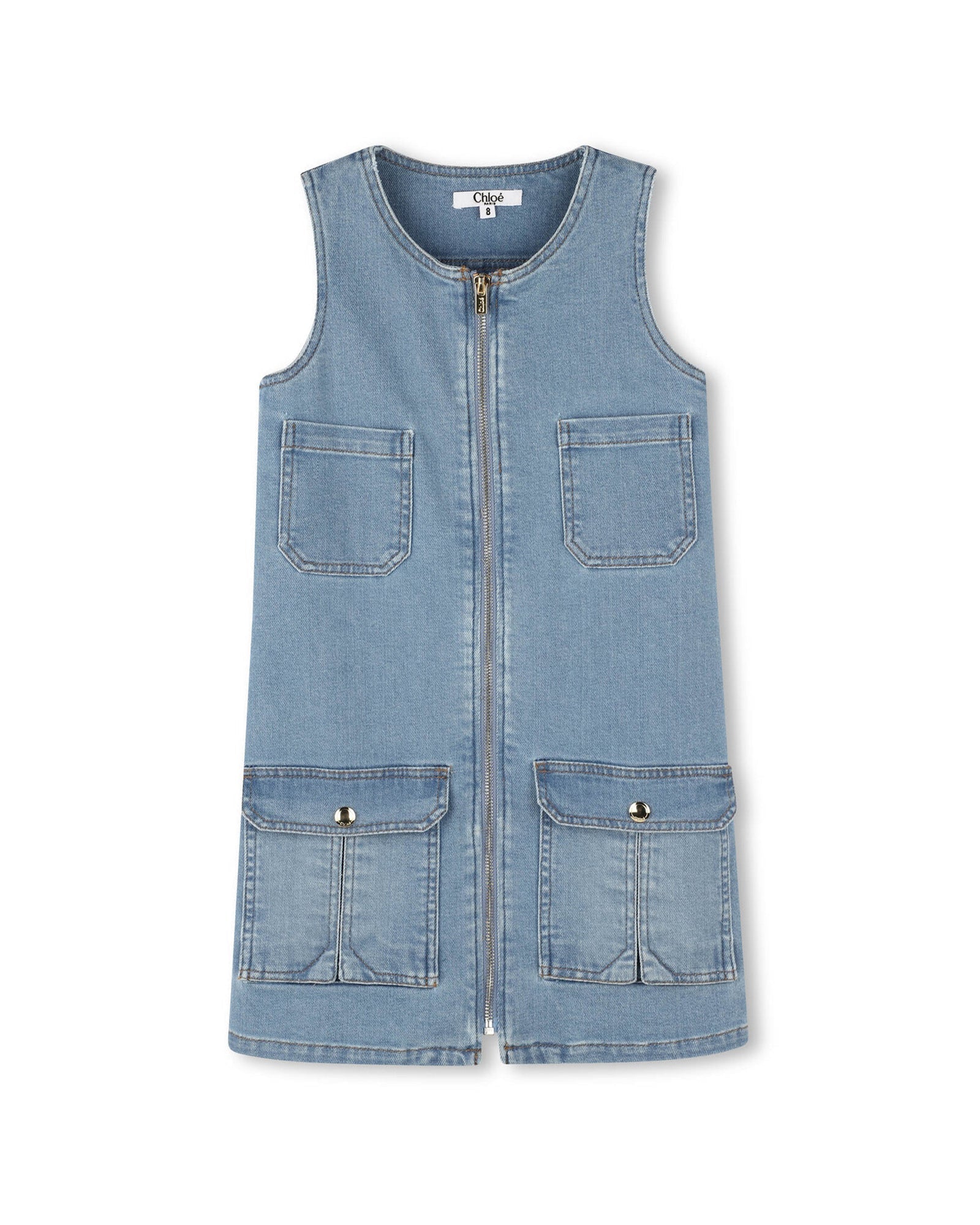 Sleeveless denim dress - Bleach