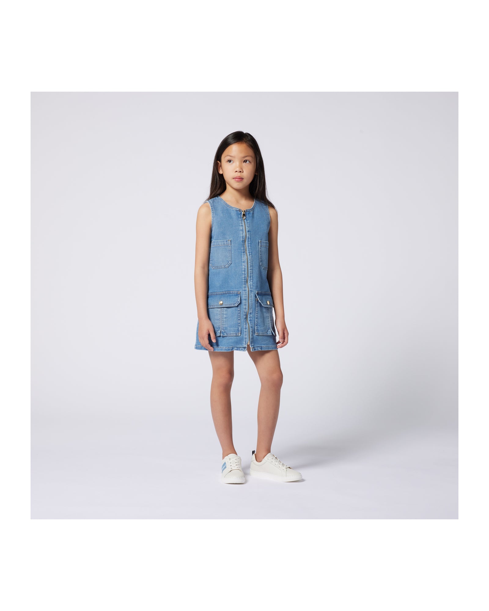 Sleeveless denim dress - Bleach