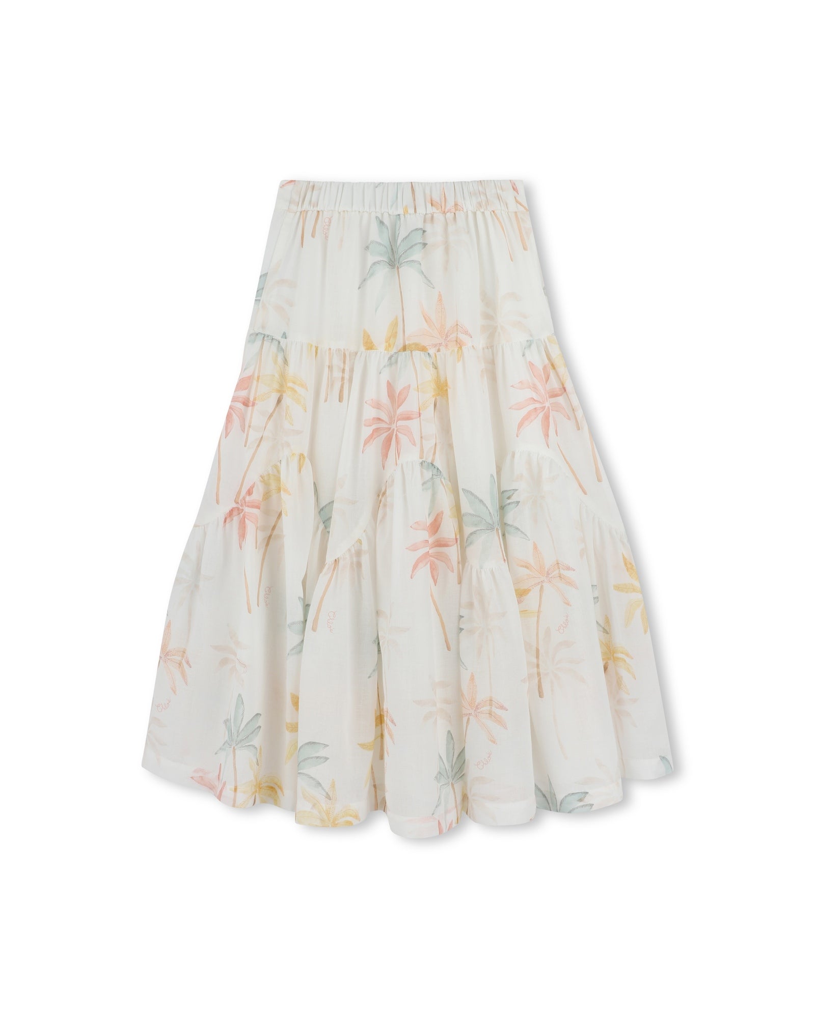 Elasticated waist skirt in cotton - Multicolor
