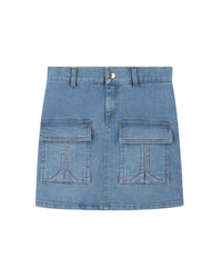 Short skirt with denim pockets - Bleach