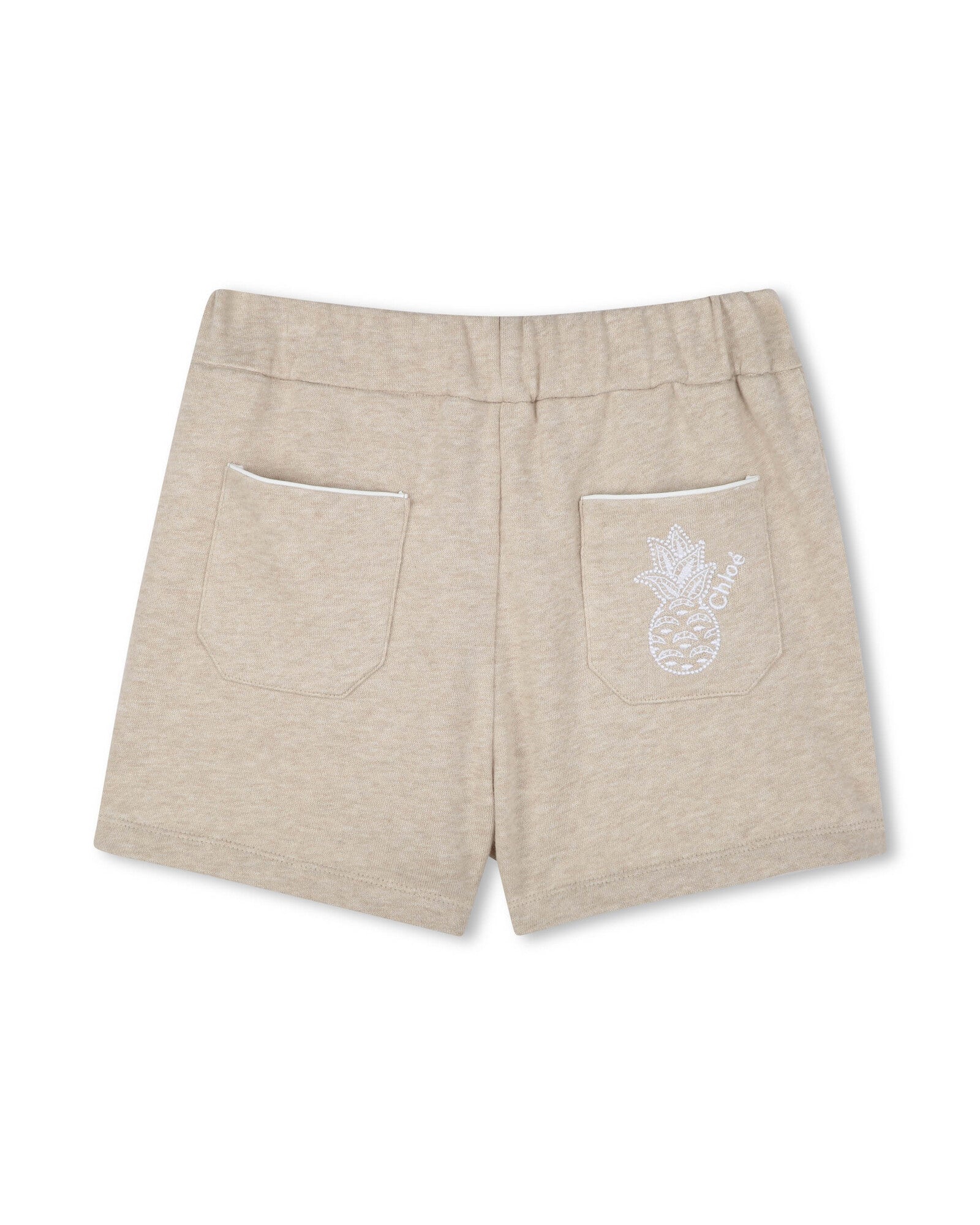 Short à taille élastiquée en coton - Beige Foncé