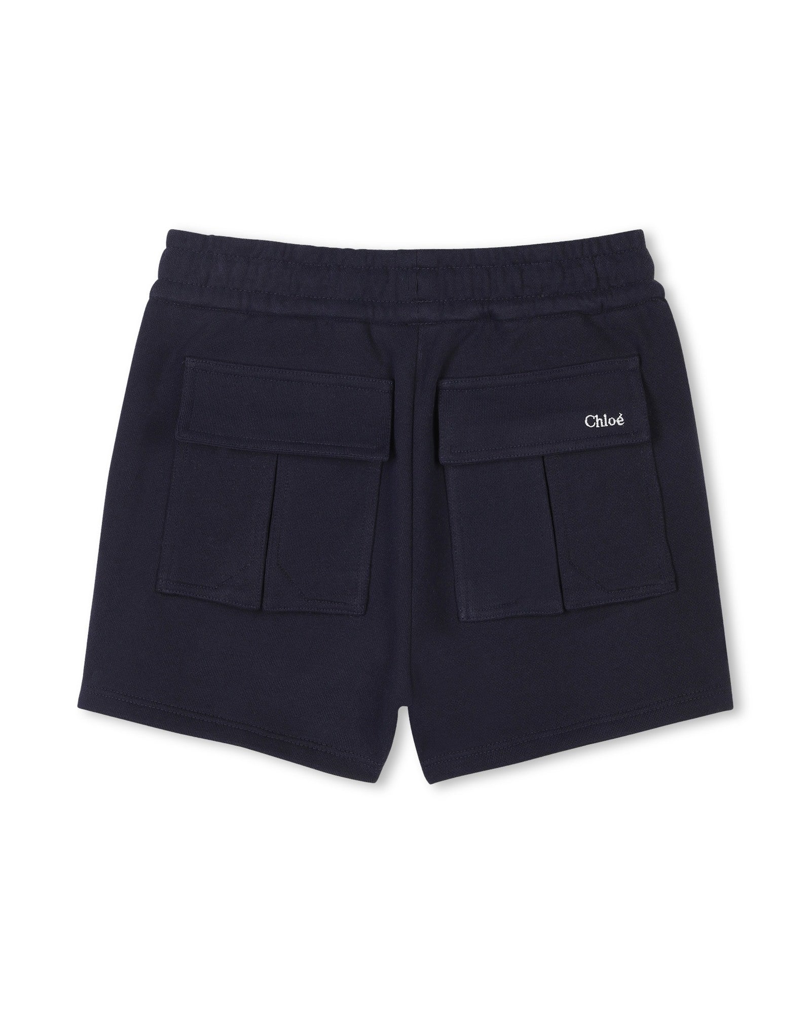 Short à taille élastiquée en coton - Bleu Amiral