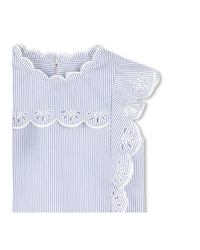 Top à manches courtes - Blanc Bleu