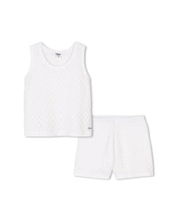 Ensemble débardeur et short en tricot fantaisie - Offwhite