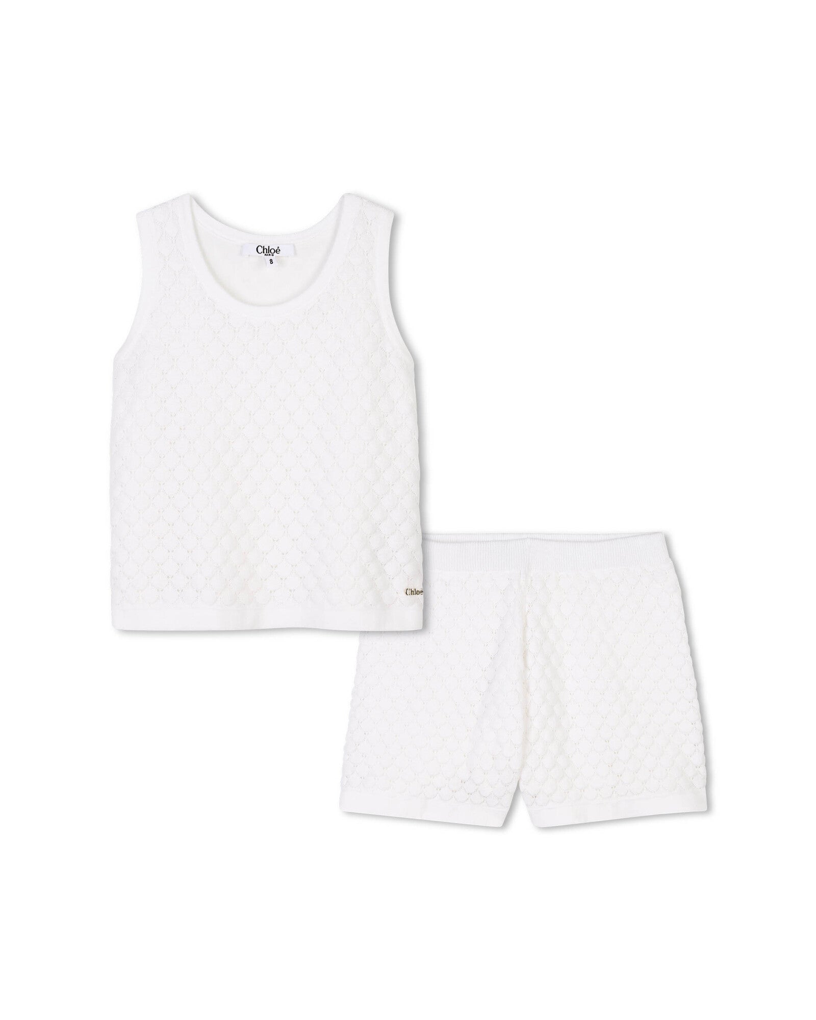 Ensemble débardeur et short en tricot fantaisie - Offwhite