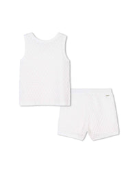 Ensemble débardeur et short en tricot fantaisie - Offwhite