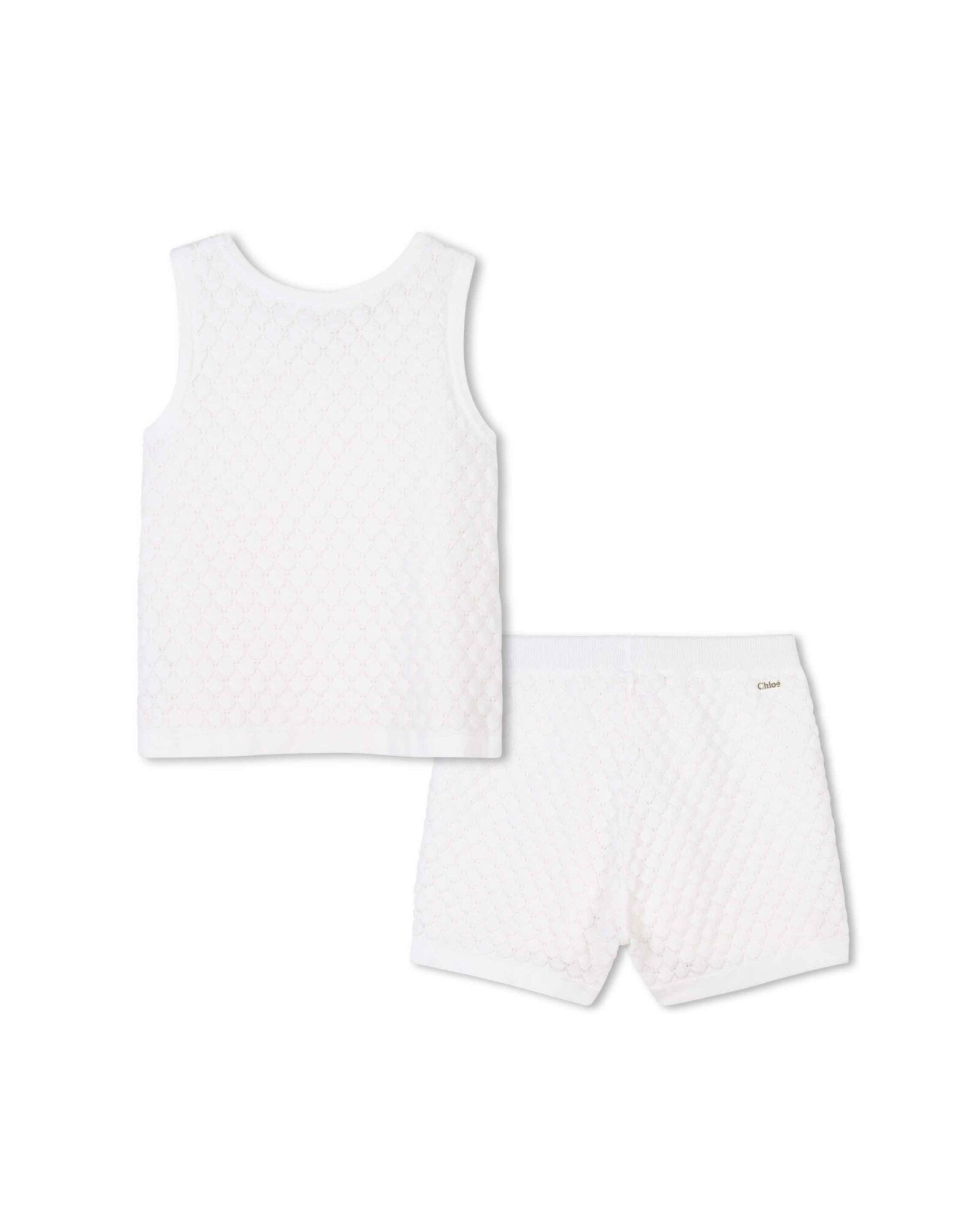 Ensemble débardeur et short en tricot fantaisie - Offwhite
