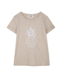 Short-sleeved cotton T-shirt - Dark beige