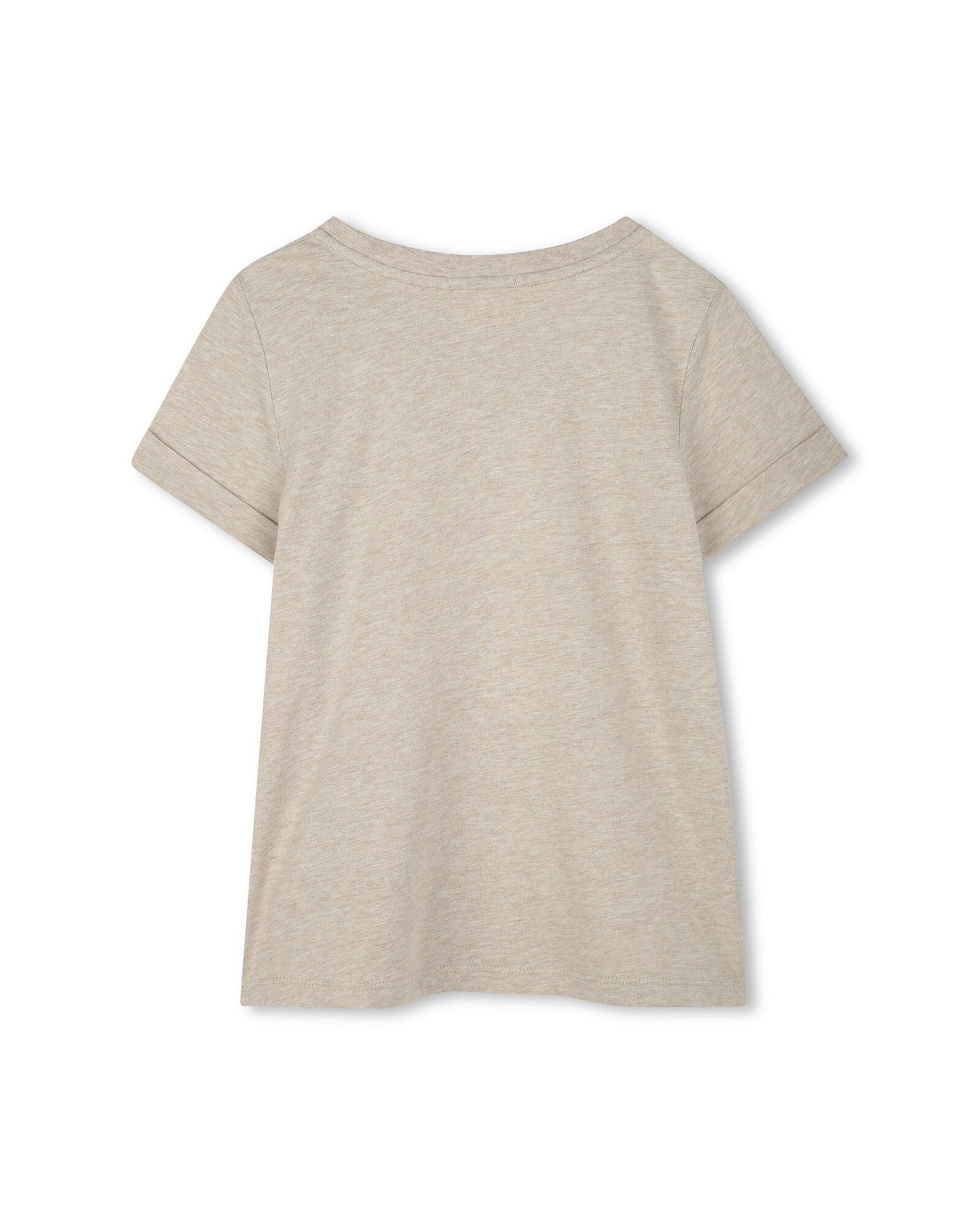 Short-sleeved cotton T-shirt - Dark beige