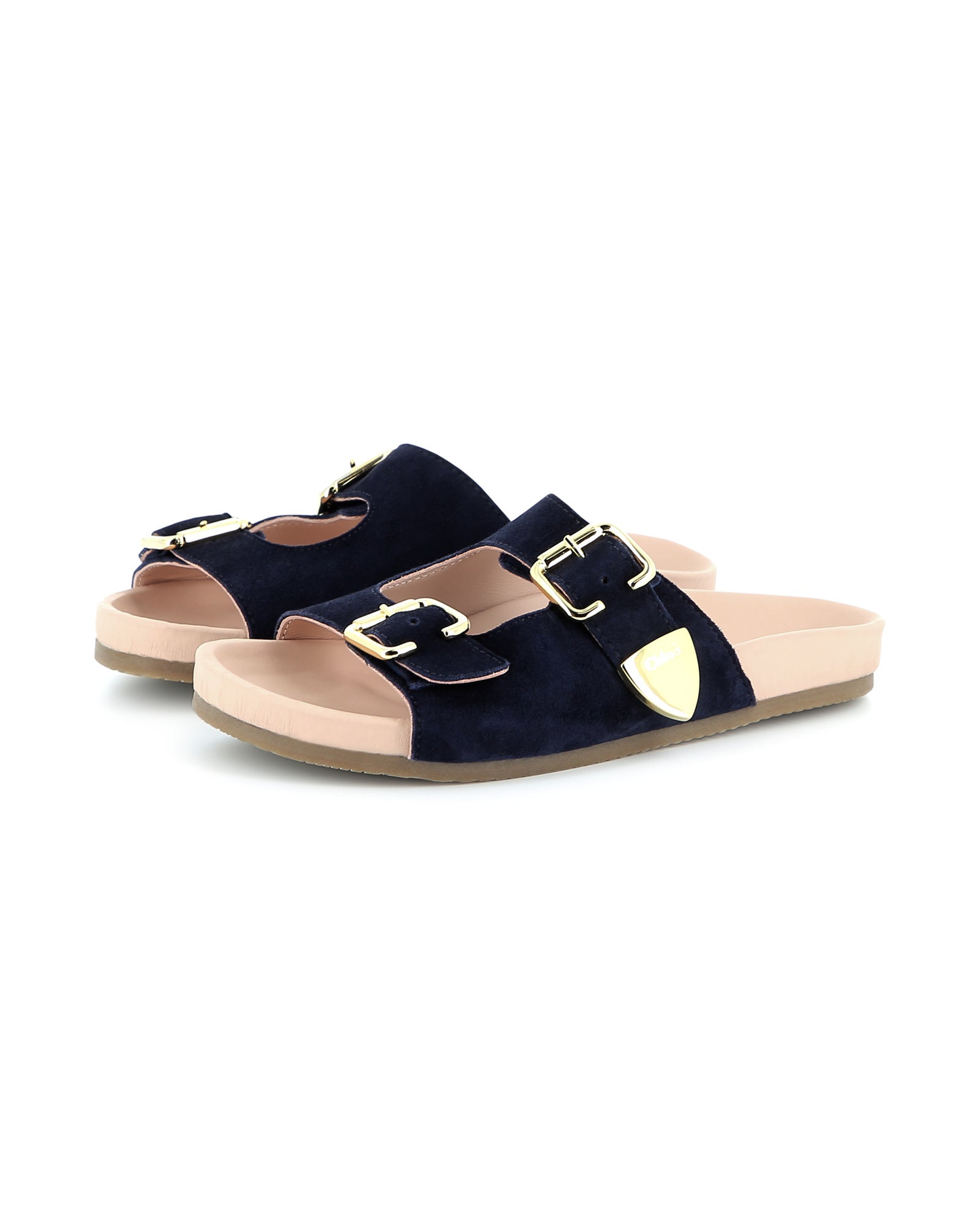 Sandales en cuir suéde - Bleu Amiral