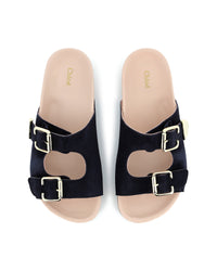 Sandales en cuir suéde - Bleu Amiral