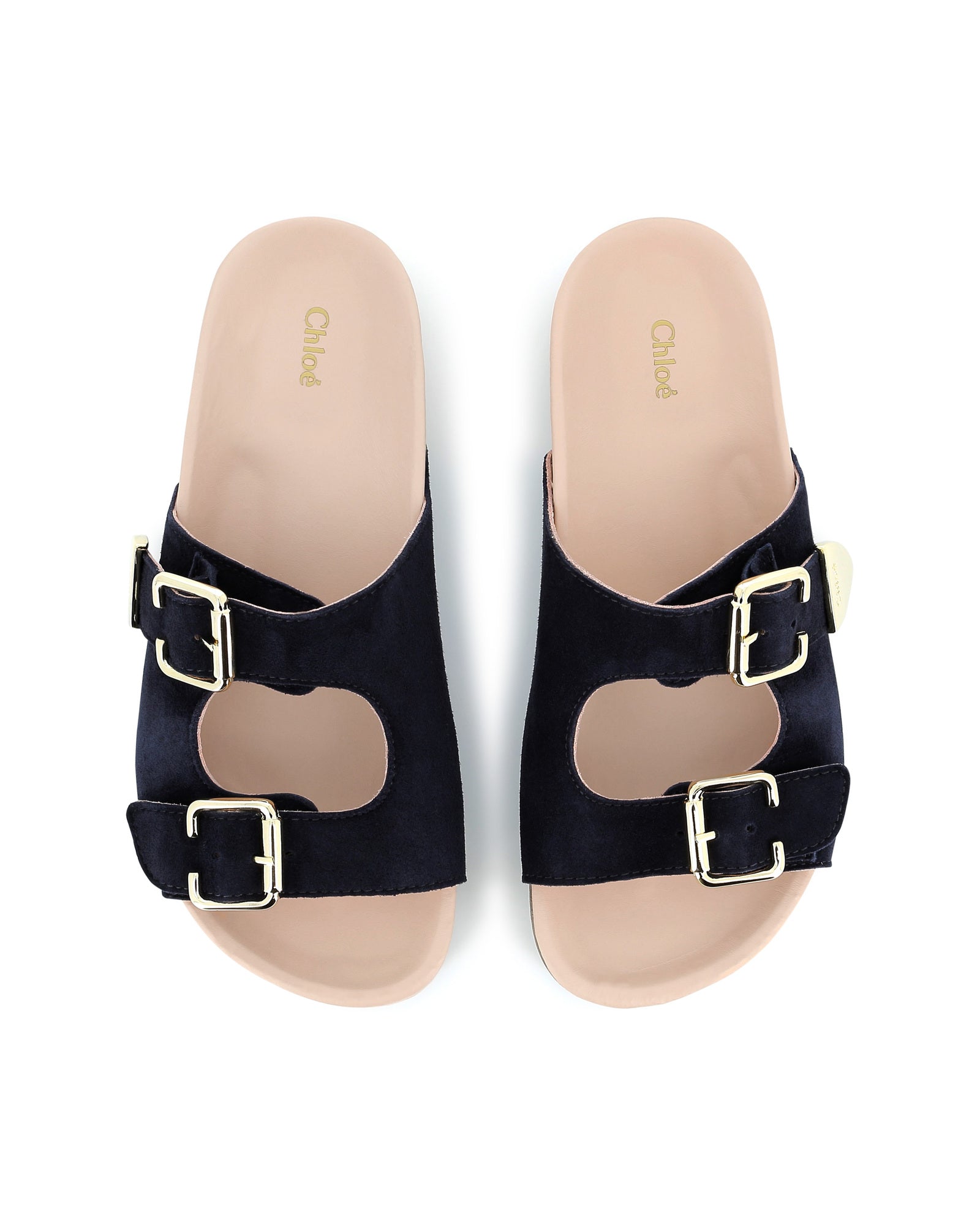 Sandales en cuir suéde - Bleu Amiral