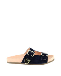Sandales en cuir suéde - Bleu Amiral