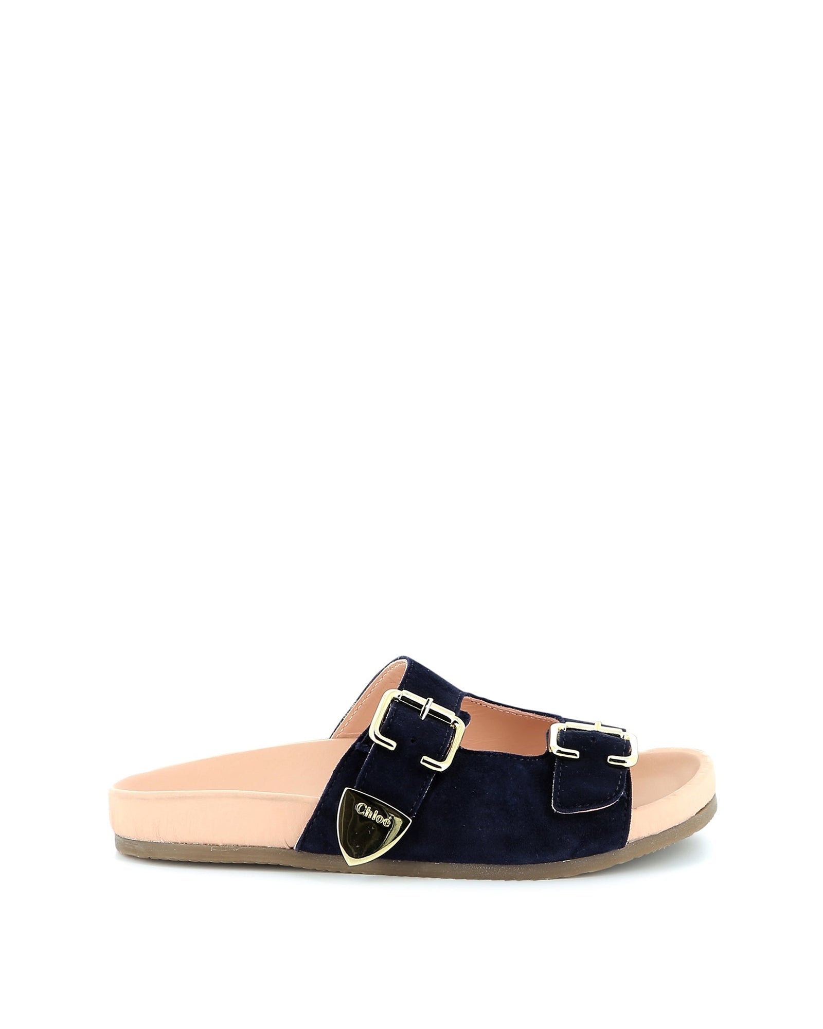 Sandales en cuir suéde - Bleu Amiral