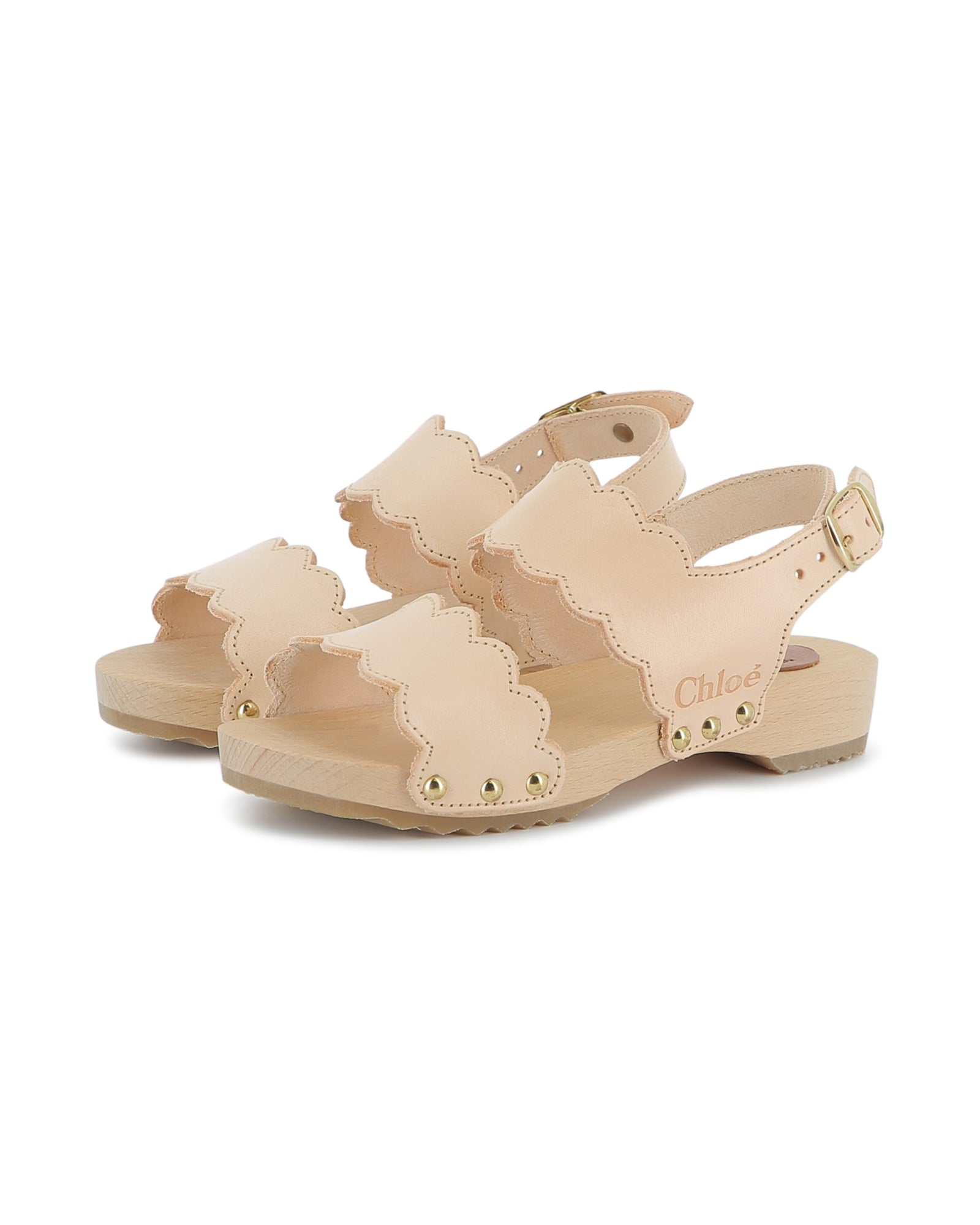 Sabots avec clous en cuir - Rose Poudrier