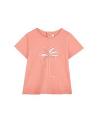 T-shirt avec logo en coton - Corail