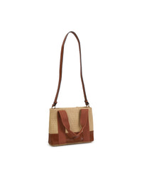 Sac bandoulière en fausse paille - Camel