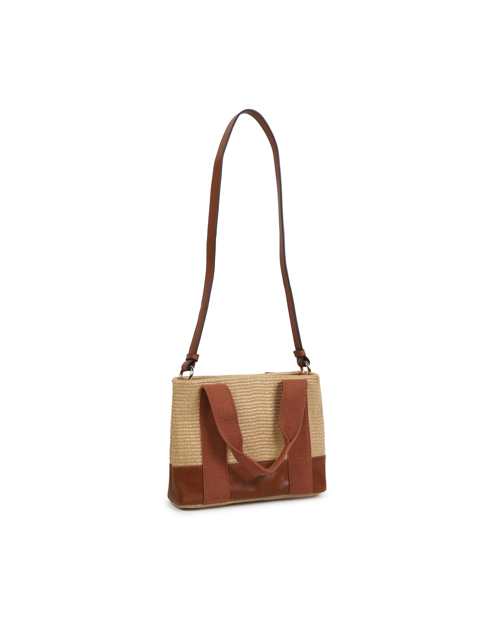 Sac bandoulière en fausse paille - Camel