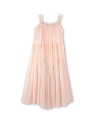 Robe longue volantées en crêpe de soie - Petal Pink