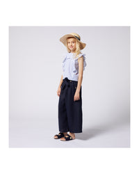 Pantalon en toile de lin - Bleu Amiral