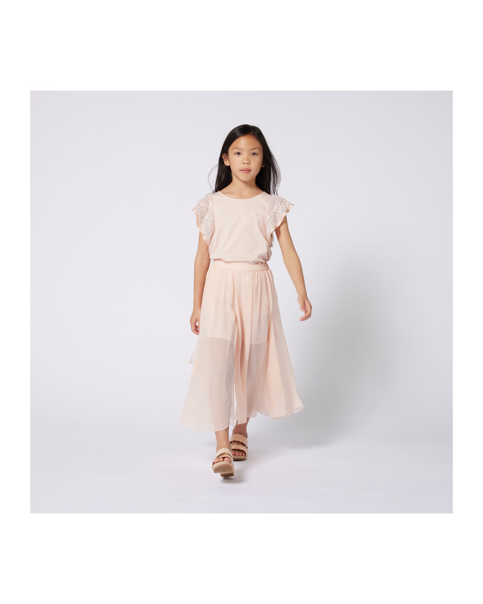 Pantalon fluide en crêpe de soie - Petal Pink