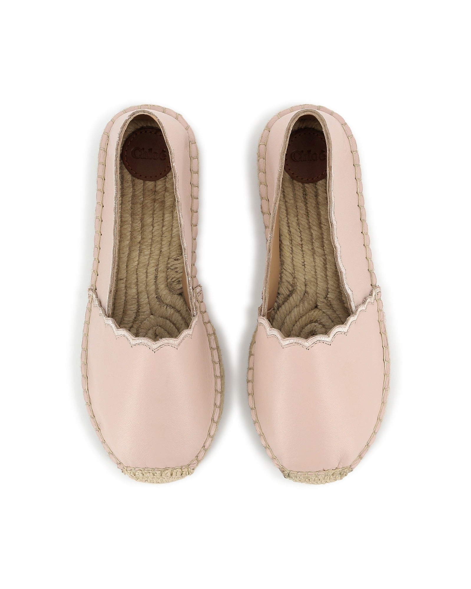 Espadrilles avec coquilles en cuir - Rose Poudrier