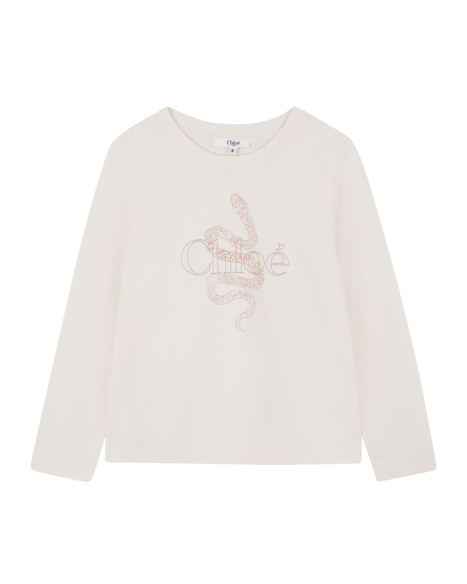 T-shirt manches longues à motif serpent - Craie