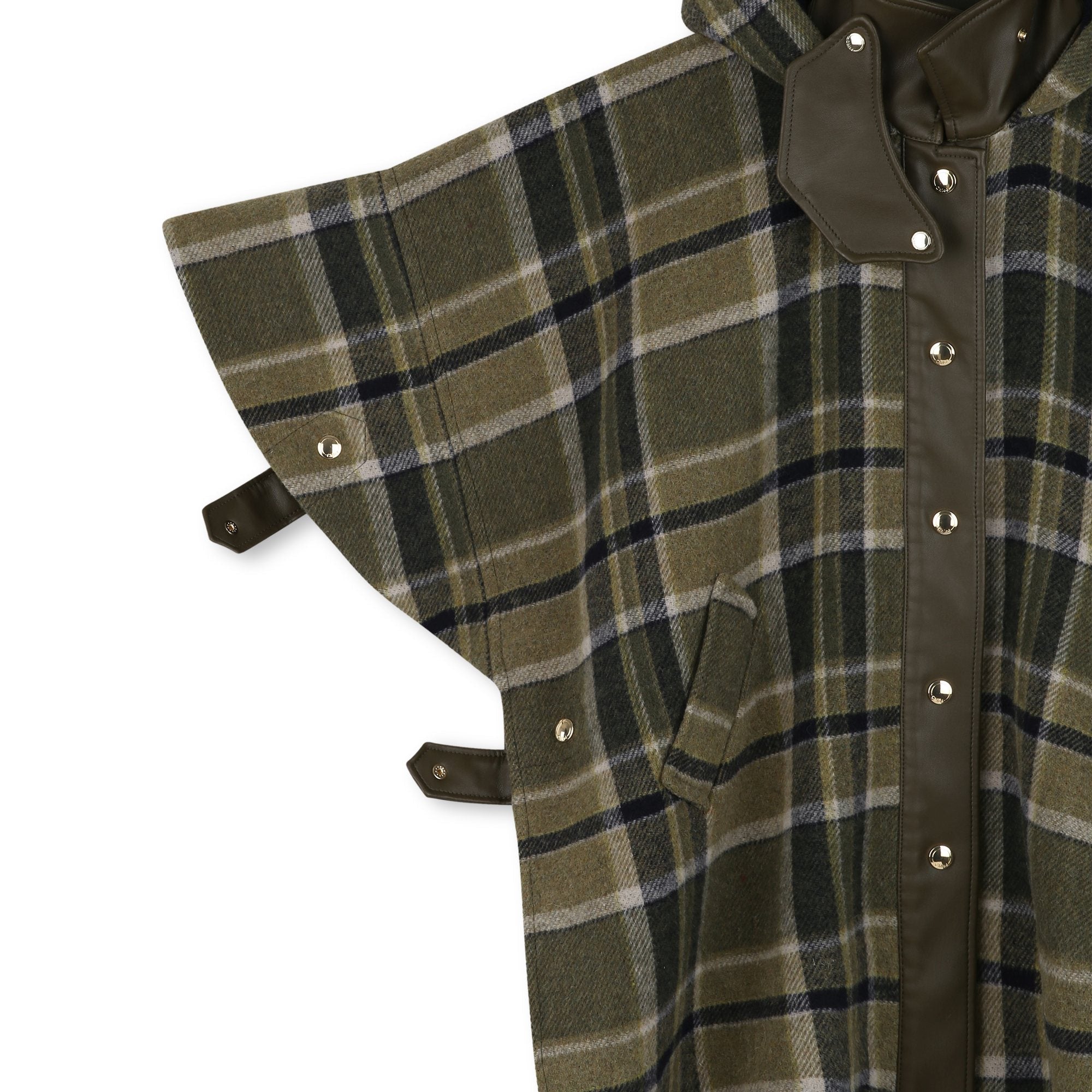 Manteau effet cape à carreaux en laine mélangée - Carreaux