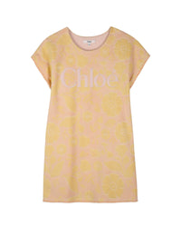 Short jacquard terry dress with floral pattern - Yellow Rose