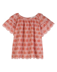 Cotton percale blouse - Corail Rose