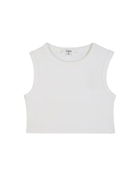Cropped cotton ribbed tank top - Offwhite