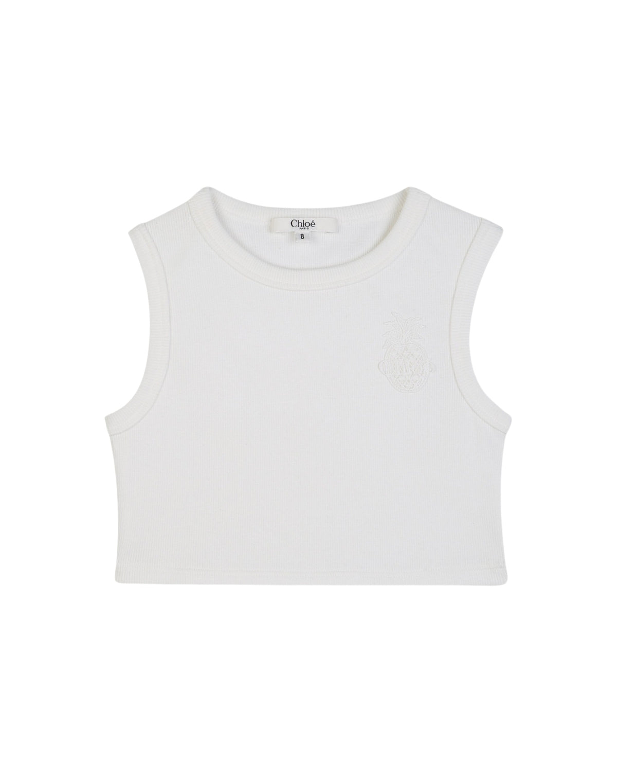 Cropped cotton ribbed tank top - Offwhite